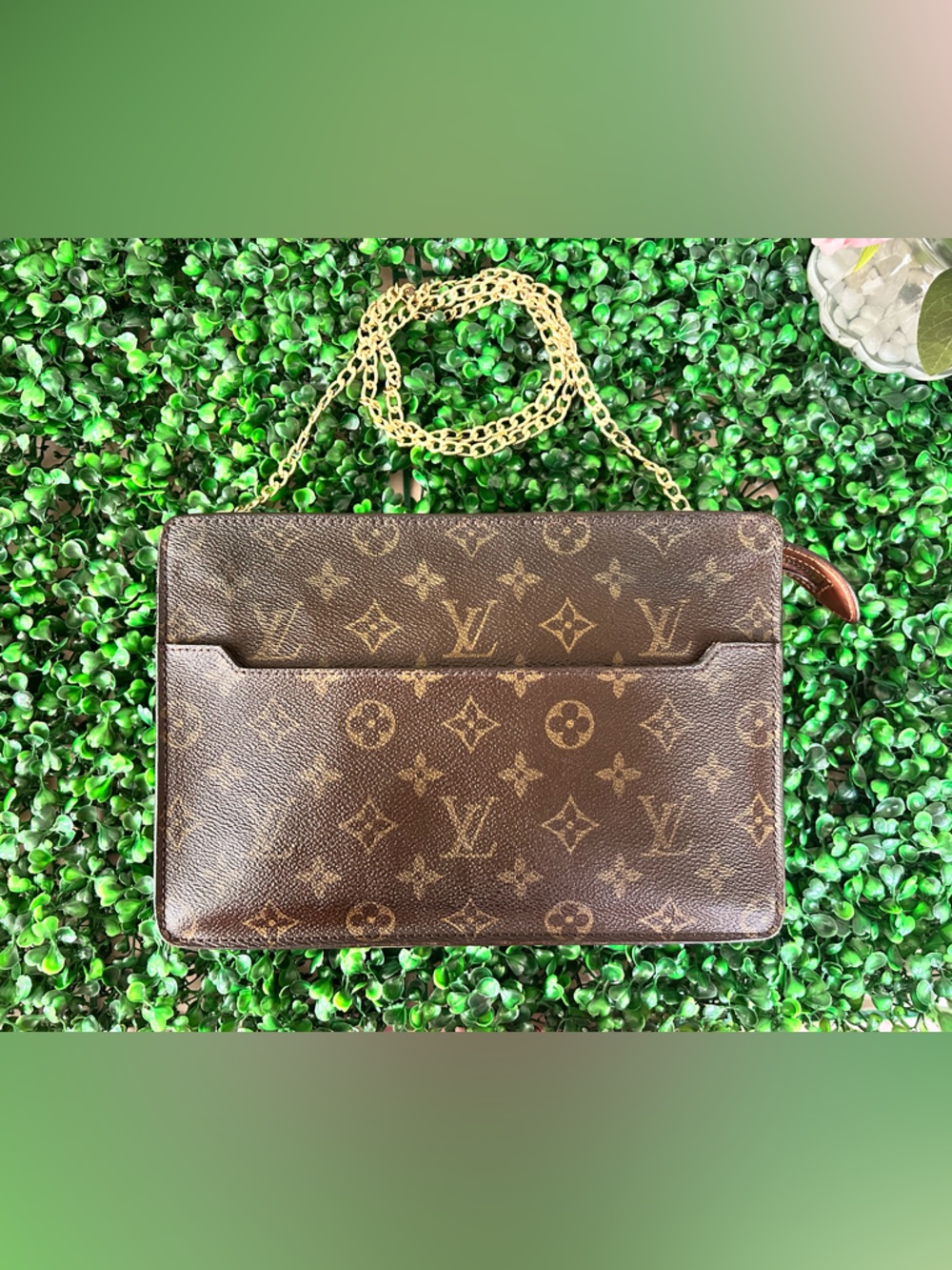 Louis Vuitton Vintage Monogram Pochette Clutch Converted Crossbody Shoulder Bag
